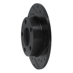 Audi 5000S Quattro Brake Rotor (1) - Rear Right - R1 Concepts - Drilled & Slotted - Black - `85-`00